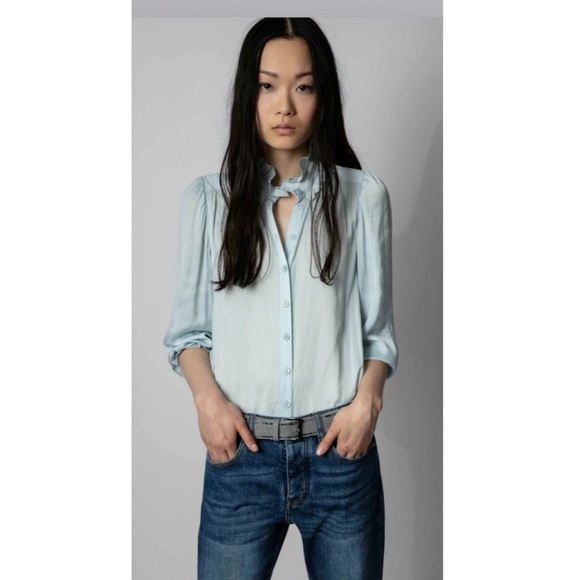 Zadig & Voltaire Tacca Satin Blouse in Glacier.
